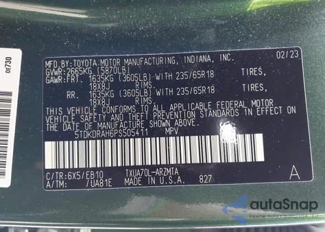 2023 Toyota Highlander Xle from USA, damaged, VIN 5TDKDRAH6PS505411